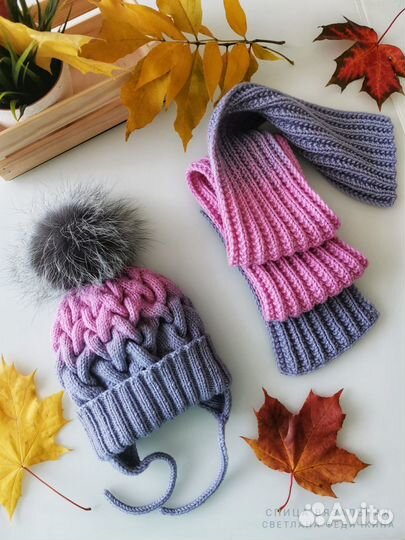 Шапка и снуд ручной работы 50-53 см и 54-57 см