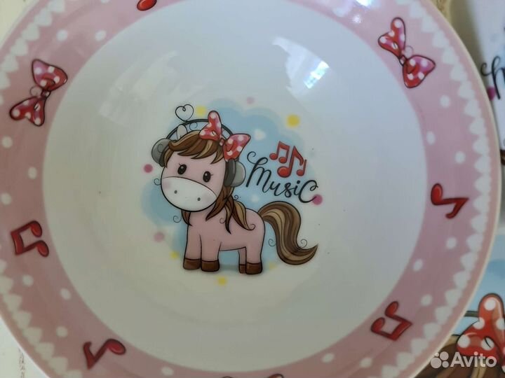 Новый детский набор керамической посуды 3 предмета