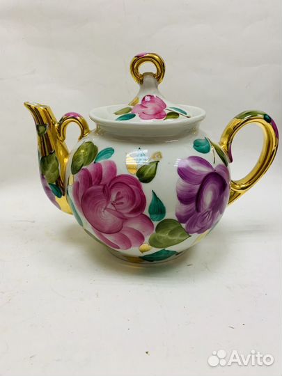 Чайник. Фарфор. Сысерть. СССР. Ручная роспись