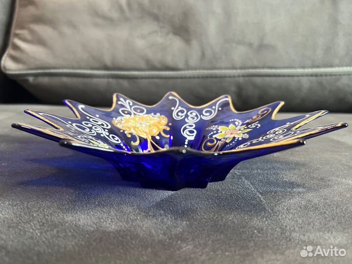 Синяя вазочка муранское стекло венеция позолота