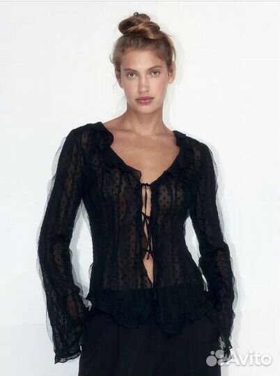 Блузка шифоновая с завязками и воланами Befree р.X