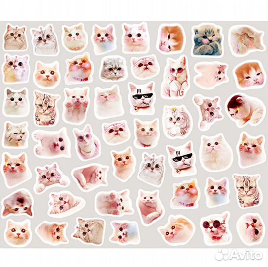 Милые романтичные наклейки с котиками