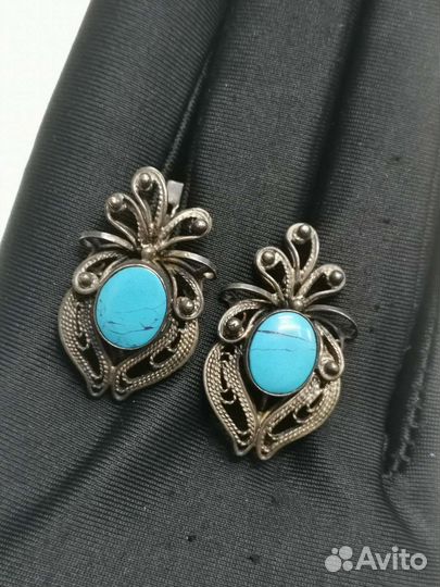 Серьги Серебро 925 пробы Винтаж ссср(Ч)