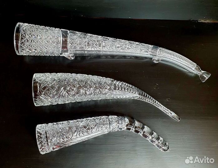 Набор кубков (рог). Винтаж. Хрусталь СССР 3шт
