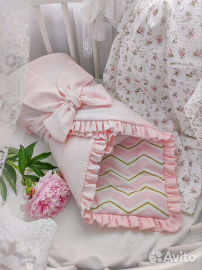 Конверт на выписку из муслина летний новый