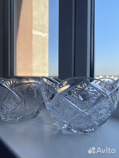 Конфетница, ваза, салатники хрустальные