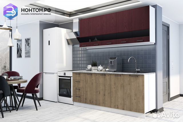 Кухня Астра 2.0 м красное дерево патина / дуб гали