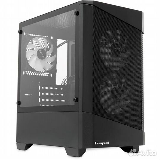 Корпус hspd M330, Mesh Mini-tower, Black, TG, 0.6 spcc, 3x120mm argb mATX, mITX M330-tgbk-argb