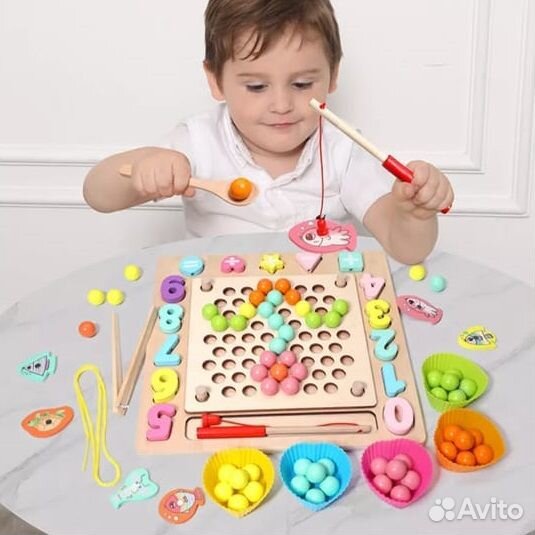 Деревянные цифровые магнитные рыболовные игрушки