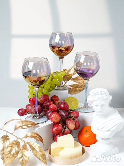 Набор радужных бокалов Гусь Хрустальный 3 шт