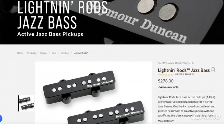 Seymour Duncan Lightning Rods set for jazz bass