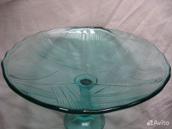 Фруктовница ваза зеленое стекло
