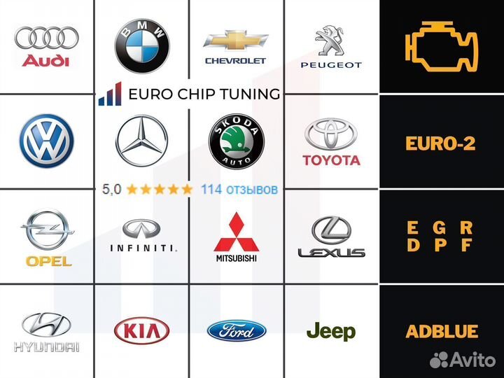 Чип тюнинг, прошивка Евро 2, отключение егр AdBlue