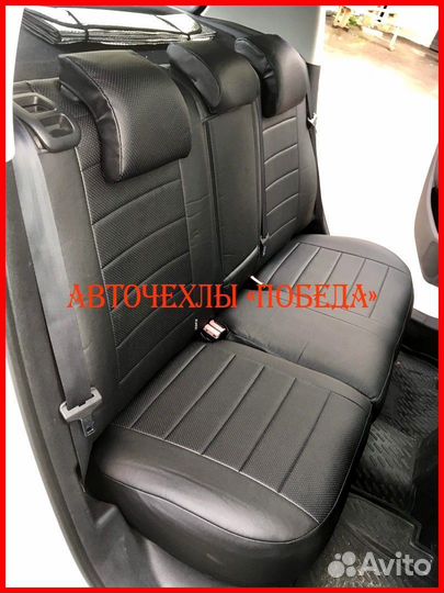 Чехлы Peugeot 308 Hb из экокожи чёрные Классика