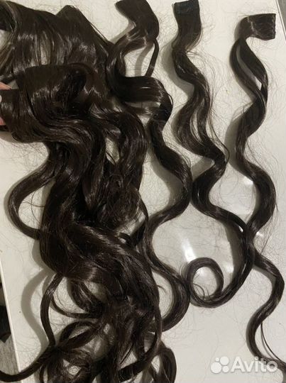 Волосы на заколках 70 см волнистые