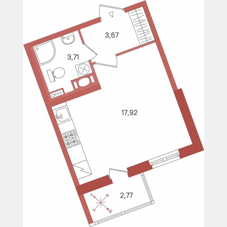 Квартира-студия, 26,7 м², 4/11 эт.