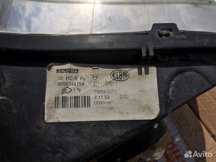 Фара renault logan