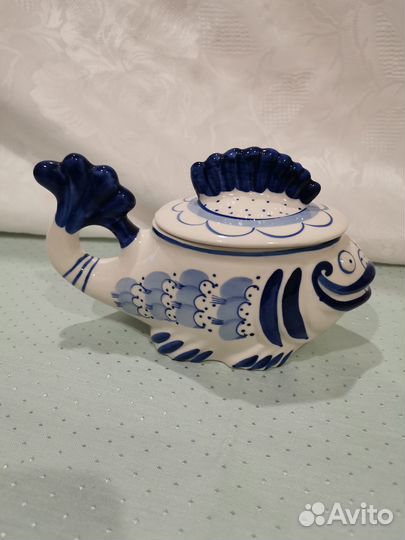 Гжель сахарница рыба