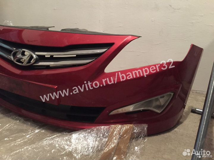 Передний бампер Хендай Солярис красный TDY 2015