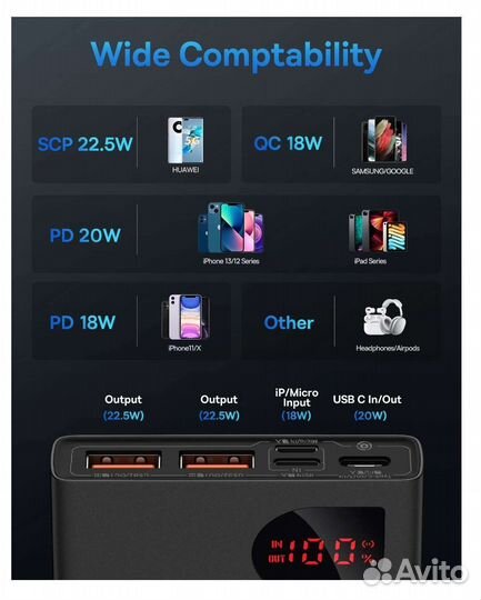 Power bank Baseus 22.5W 20000mAh новый