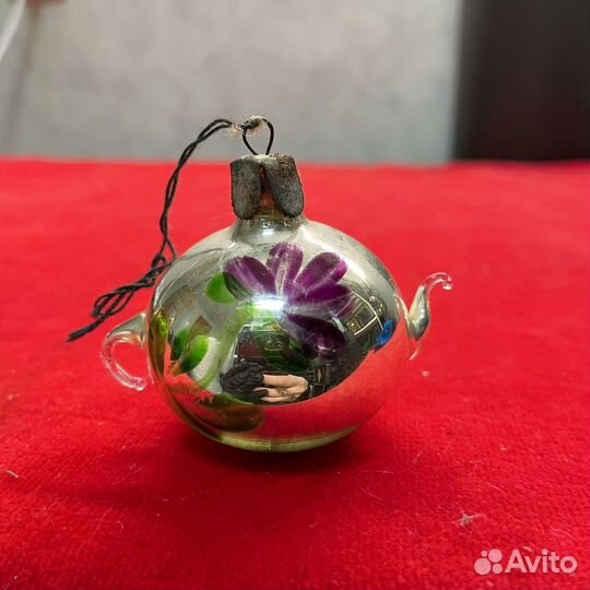 Елочная игрушка чайник стекло