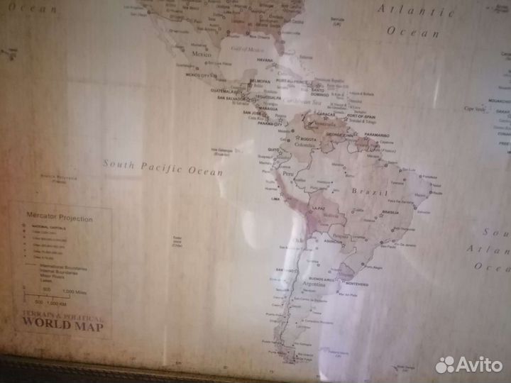 Карта 70 на 100 см багет стекло