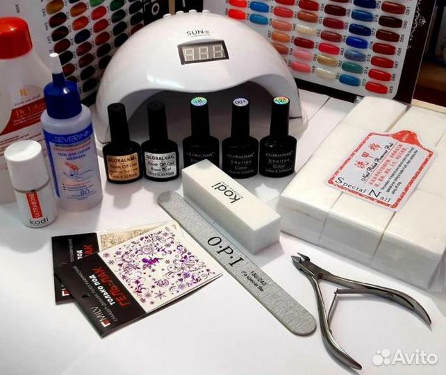 Набор для маникюра Лампа 48W+гель-лаки