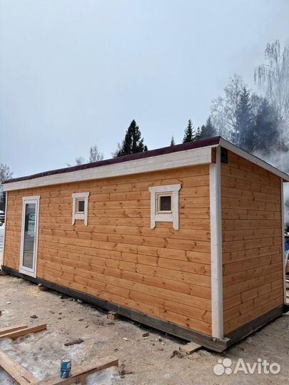 Перевозная баня из бруса 2.3 x 8 м. под ключ