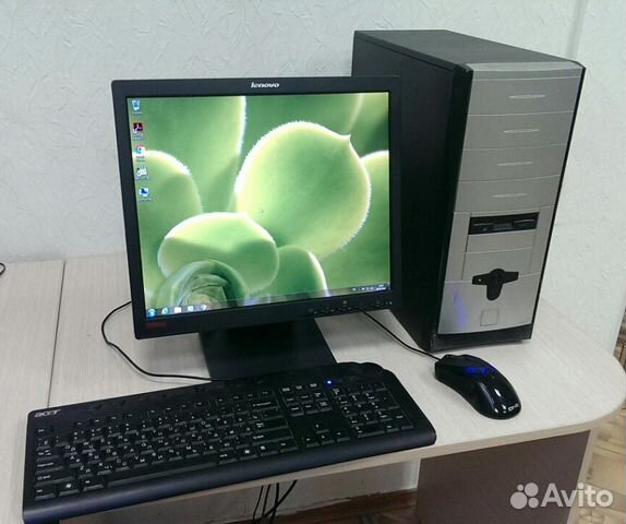Компьютер intel Core2Duo E4300+ ЖК монитор Lenovo