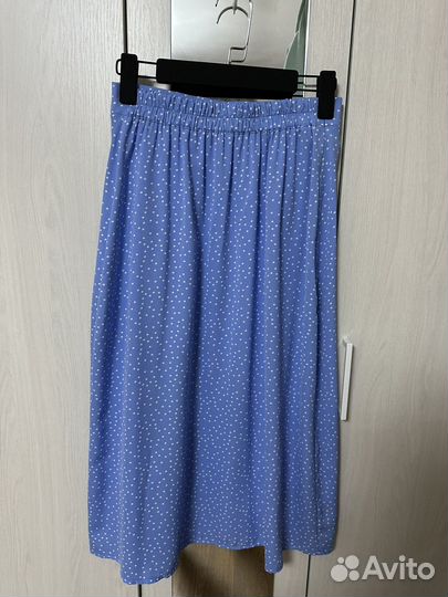 Юбка летняя миди с разрезом 44