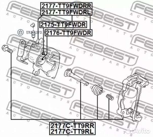 Febest 2177-TT9fwdrl Суппорт тормозной задний левы