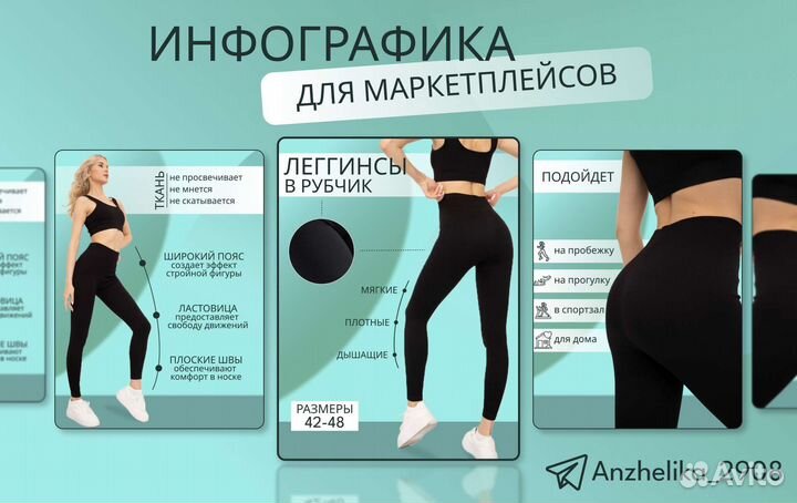 Инфографика для маркетплейсов, дизайн карточек