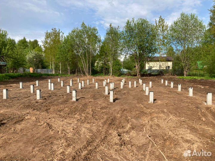 Фундамент на жб, железобетонных сваях, забивных