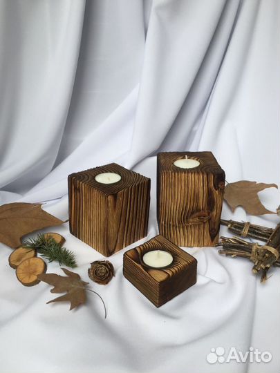 Подсвечники из дерева ручной работы