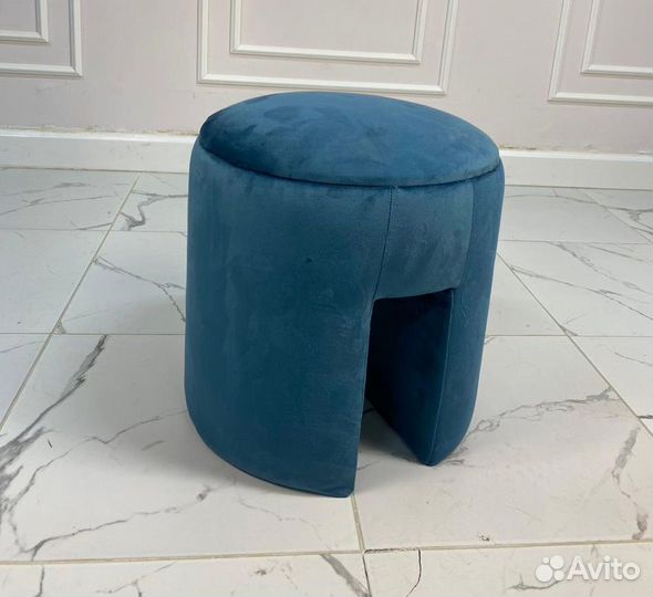 Пуф круглый Вокер, синий