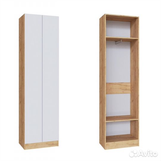 Шкаф платяной Руэлла крафт золотой/белый