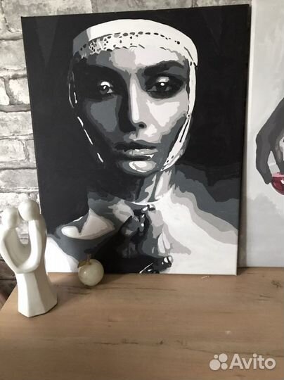 Картина монашка холст на раме, акрил