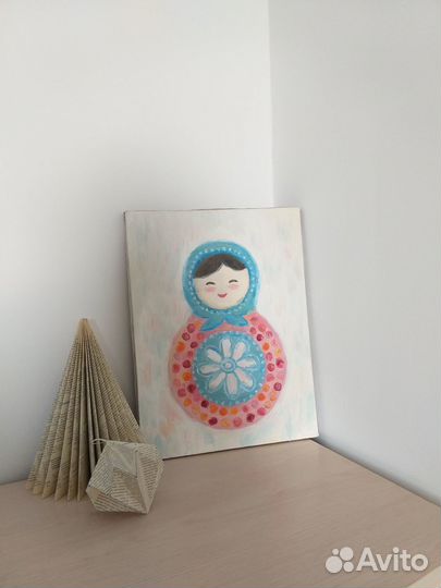 Картина маслом на холсте Матрёшка в детскую