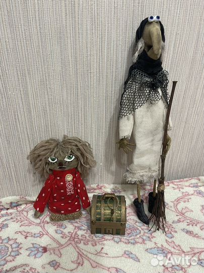 Кукла текстильная Баба яга и Кузя