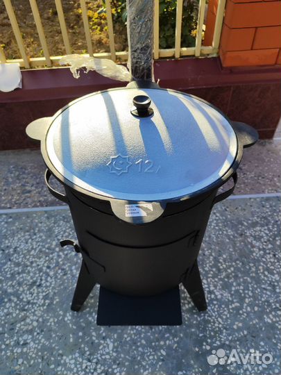 Чугунный узбекский казан 12 л +печ с дымоходом