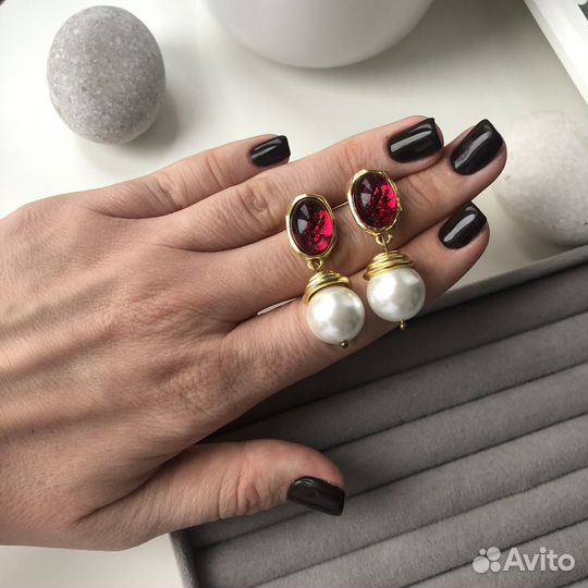 Серьги винтажные Vintage с жемчугом