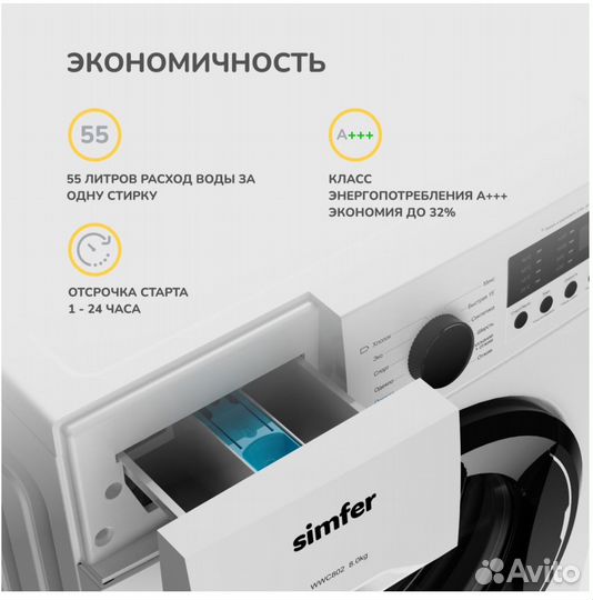 Стиральная машина 8 кг Simfer WWC802