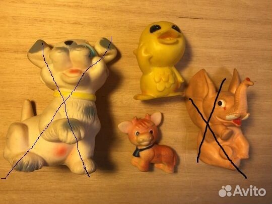 Игрушки 80-х годов, резиновые со свистульками