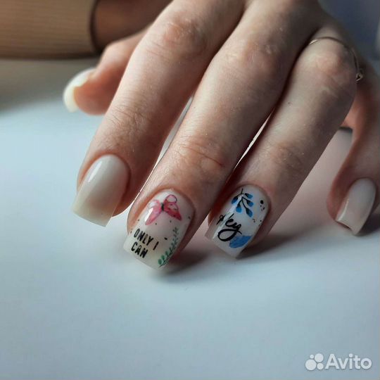 Маникюр+укрепление+гель лак. Наращивание. Педикюр