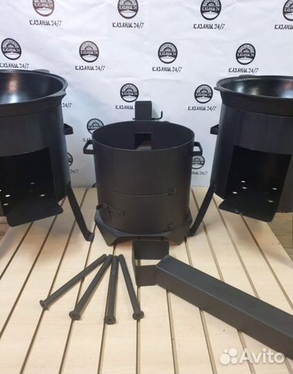 Казан чугунный с печкой 12л