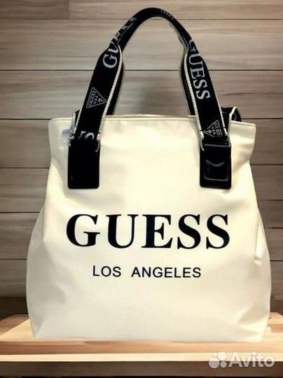 Сумка женская Guess большая шопер молочная