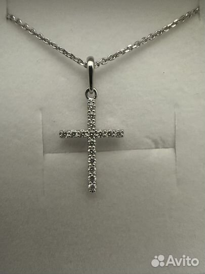 Золотой крестик с бриллиантами 585 пробы