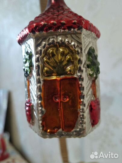 Ёлочная игрушка ГДР времён СССР дворец, домик