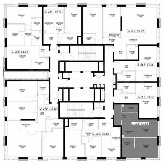 1-к. квартира, 50,2 м², 29/36 эт.