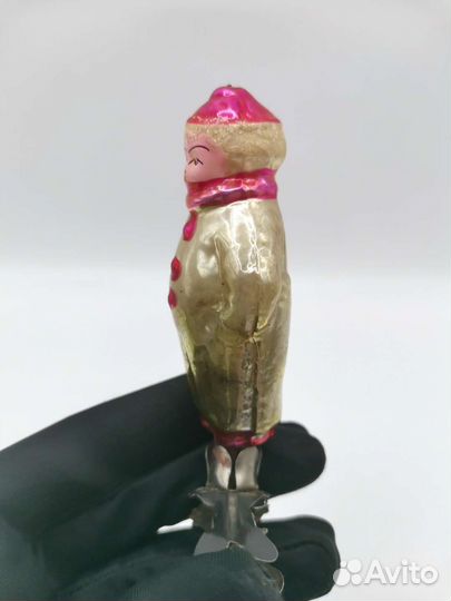 Ёлочная игрушка Мальчик в костюме клоуна СССР